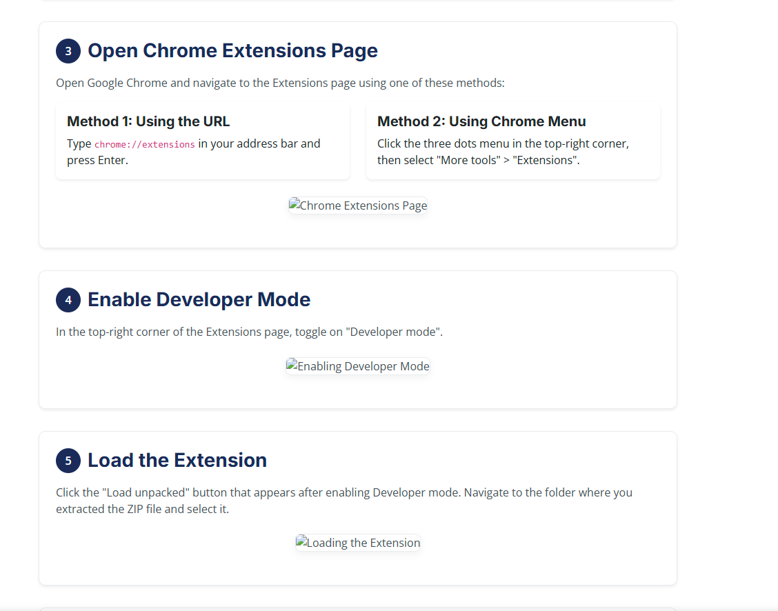 Chrome Extensions Page
